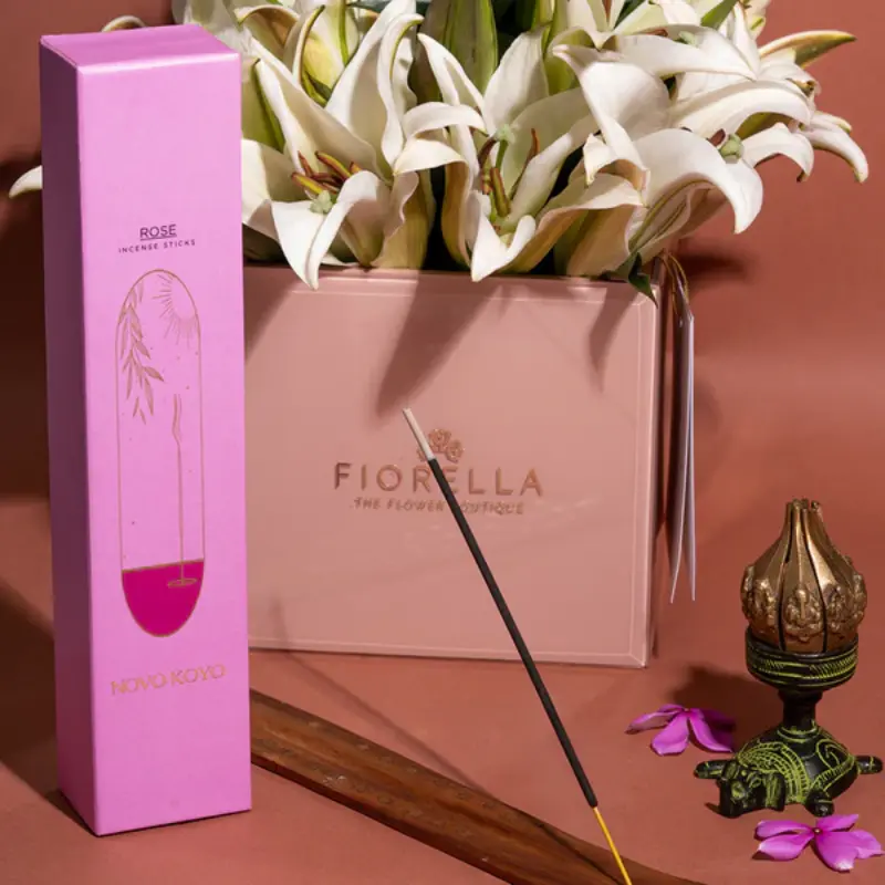 Agarbatti | Incense Sticks | Charcoal Free | Rose | 70 Sticks & Wooden Star